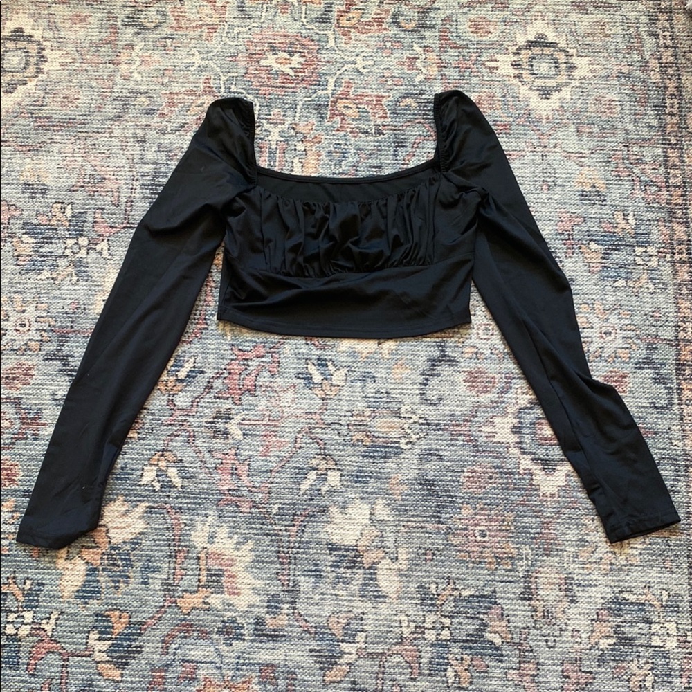 Elegant Black Long Sleeve Women's Top